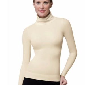 NEW NWOT Spanx Classic Long Sleeve Turtleneck Shapewear Slimming Top in beige